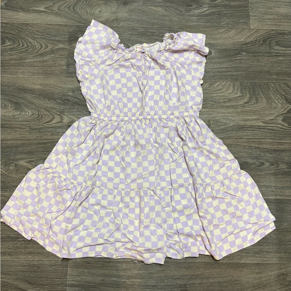 Adorable Lavender and Cream Checkered Dress
